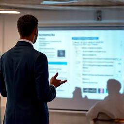 Technology instructor presenting Agile methodology course